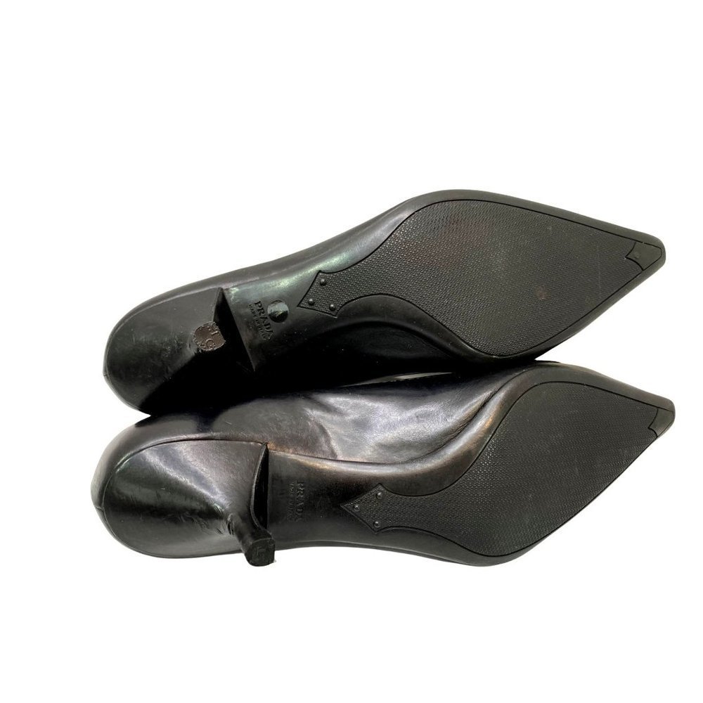 Prada High Heels Leather Pumps Size EU 37 US 6.5 Black Women Pointed Toe - Picture 5 of 10